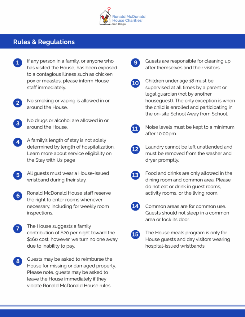 House rules and regulations