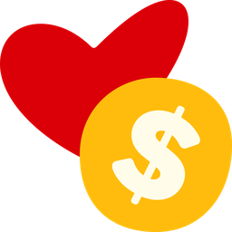 Heart and dollar coin icon